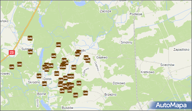 mapa Gajewo gmina Lubiszyn, Gajewo gmina Lubiszyn na mapie Targeo