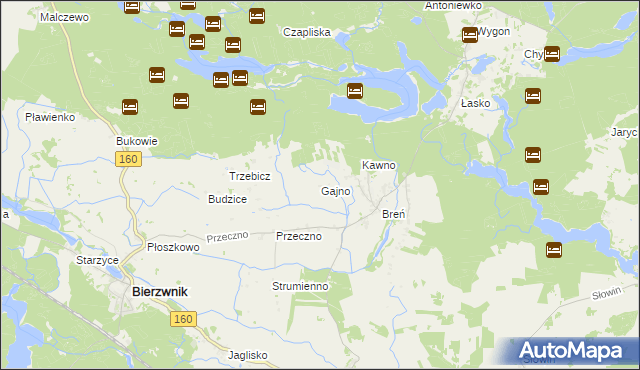 mapa Gajno, Gajno na mapie Targeo