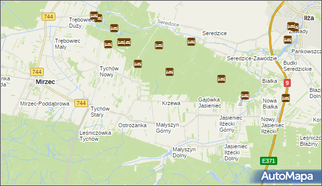 mapa Gajówka Krzewa, Gajówka Krzewa na mapie Targeo