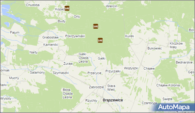 mapa Gałki gmina Brąszewice, Gałki gmina Brąszewice na mapie Targeo