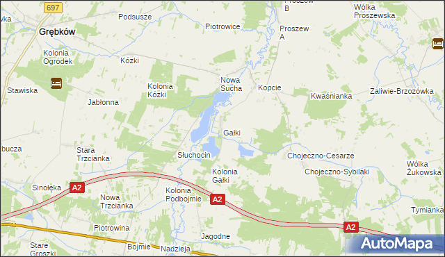 mapa Gałki gmina Grębków, Gałki gmina Grębków na mapie Targeo