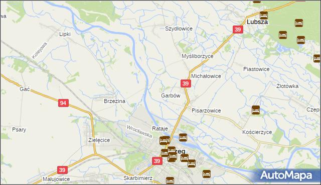 mapa Garbów gmina Lubsza, Garbów gmina Lubsza na mapie Targeo