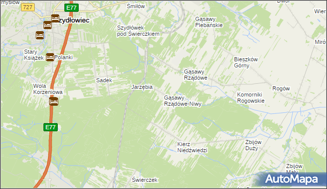 mapa Gąsawy Rządowe-Niwy, Gąsawy Rządowe-Niwy na mapie Targeo