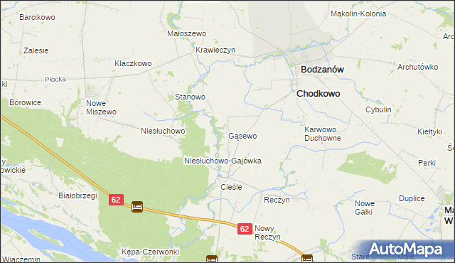 mapa Gąsewo gmina Bodzanów, Gąsewo gmina Bodzanów na mapie Targeo