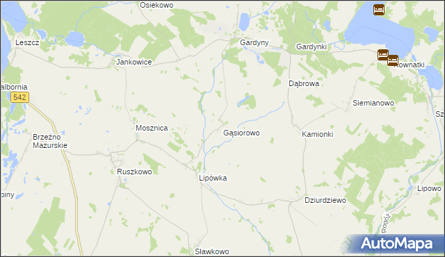 mapa Gąsiorowo gmina Działdowo, Gąsiorowo gmina Działdowo na mapie Targeo