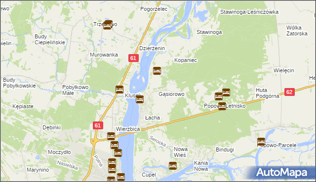mapa Gąsiorowo gmina Serock, Gąsiorowo gmina Serock na mapie Targeo