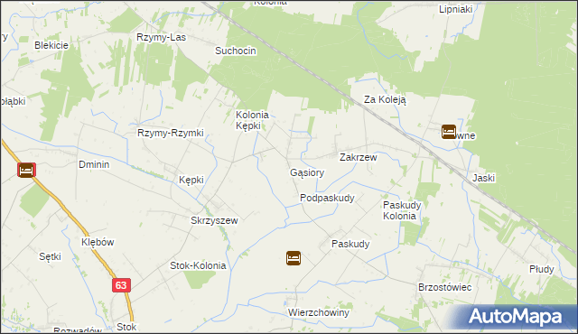 mapa Gąsiory gmina Ulan-Majorat, Gąsiory gmina Ulan-Majorat na mapie Targeo