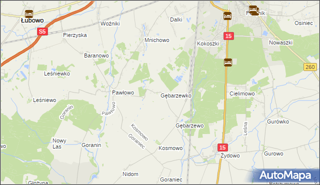 mapa Gębarzewko, Gębarzewko na mapie Targeo