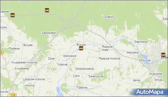 mapa Giełzów gmina Drzewica, Giełzów gmina Drzewica na mapie Targeo