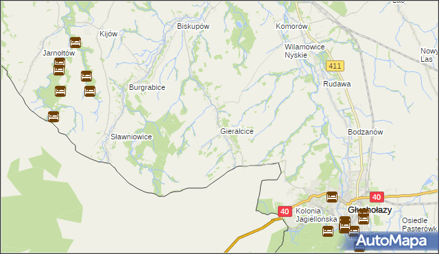 mapa Gierałcice gmina Głuchołazy, Gierałcice gmina Głuchołazy na mapie Targeo