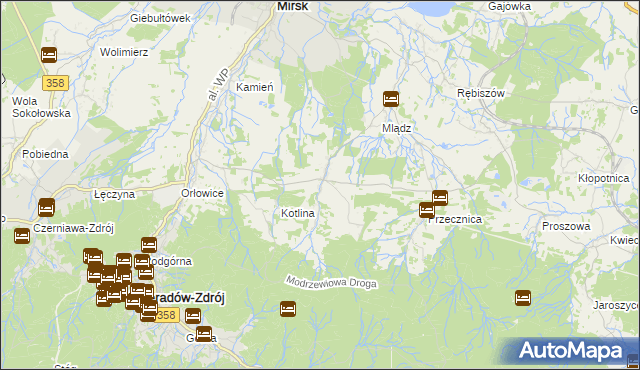 mapa Gierczyn gmina Mirsk, Gierczyn gmina Mirsk na mapie Targeo