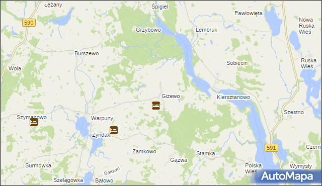 mapa Gizewo, Gizewo na mapie Targeo