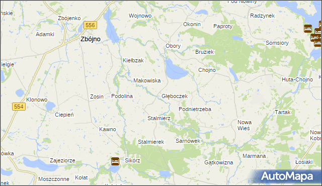 mapa Głęboczek gmina Chrostkowo, Głęboczek gmina Chrostkowo na mapie Targeo