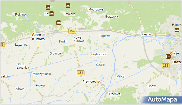 mapa Głęboczek gmina Stare Kurowo, Głęboczek gmina Stare Kurowo na mapie Targeo