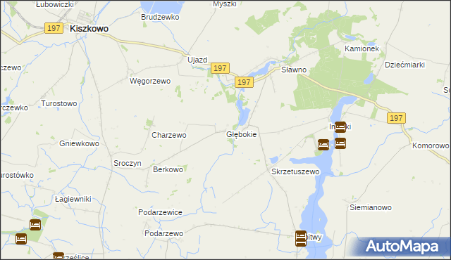 mapa Głębokie gmina Kiszkowo, Głębokie gmina Kiszkowo na mapie Targeo