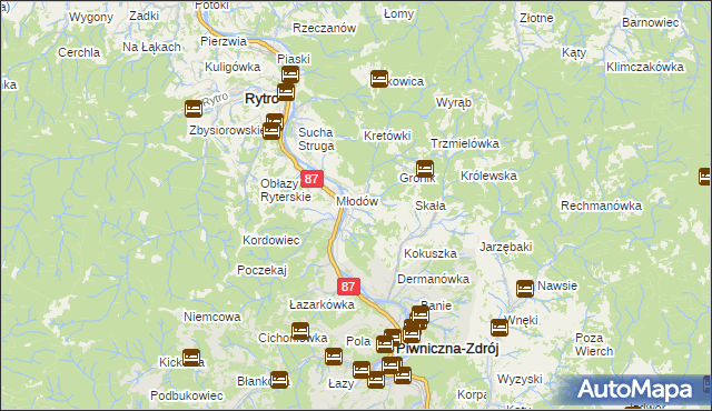 mapa Głębokie gmina Piwniczna-Zdrój, Głębokie gmina Piwniczna-Zdrój na mapie Targeo