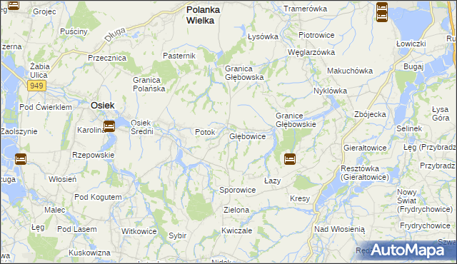 mapa Głębowice gmina Osiek, Głębowice gmina Osiek na mapie Targeo