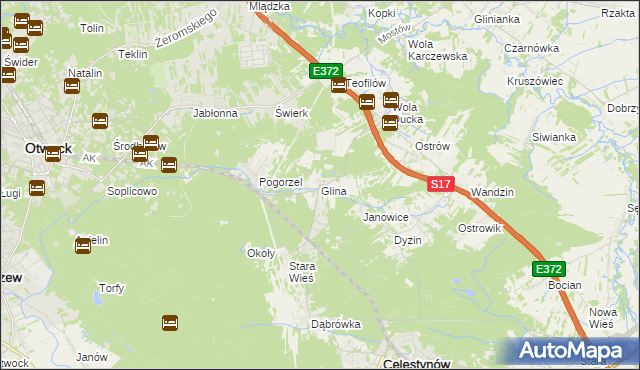 mapa Glina gmina Celestynów, Glina gmina Celestynów na mapie Targeo