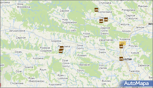 mapa Glinik Górny, Glinik Górny na mapie Targeo