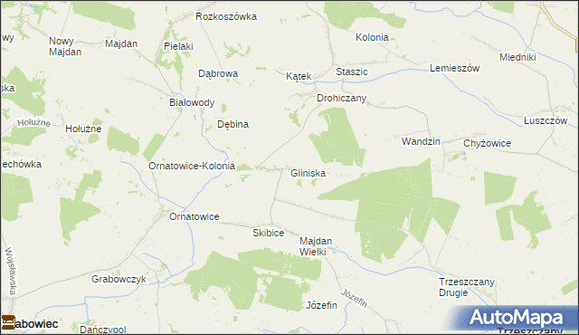 mapa Gliniska gmina Uchanie, Gliniska gmina Uchanie na mapie Targeo
