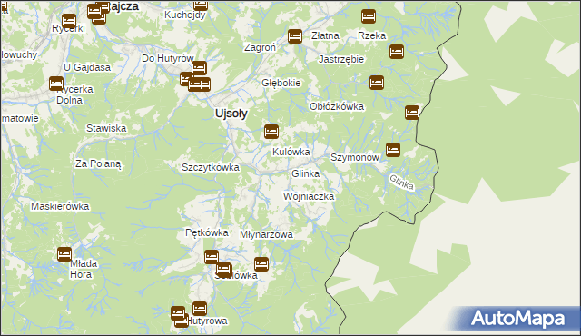 mapa Glinka gmina Ujsoły, Glinka gmina Ujsoły na mapie Targeo