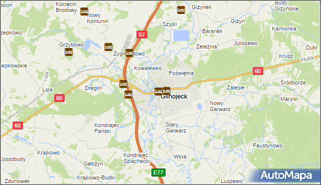 mapa Glinojeck, Glinojeck na mapie Targeo