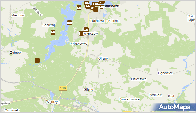 mapa Glisno gmina Lubniewice, Glisno gmina Lubniewice na mapie Targeo