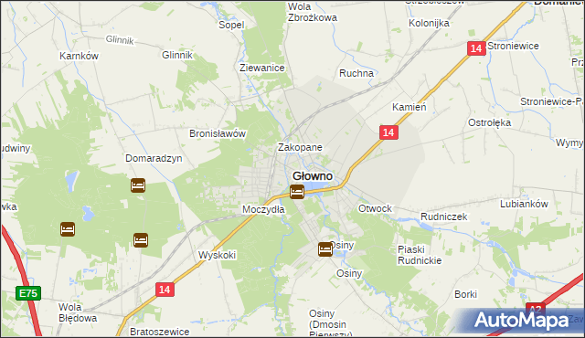 mapa Głowno, Głowno na mapie Targeo