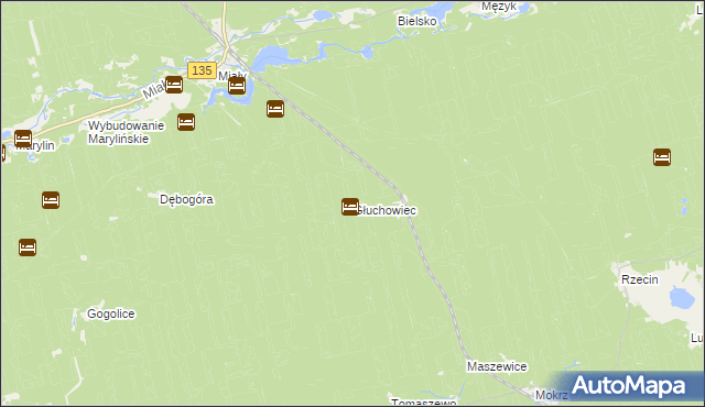 mapa Głuchowiec, Głuchowiec na mapie Targeo