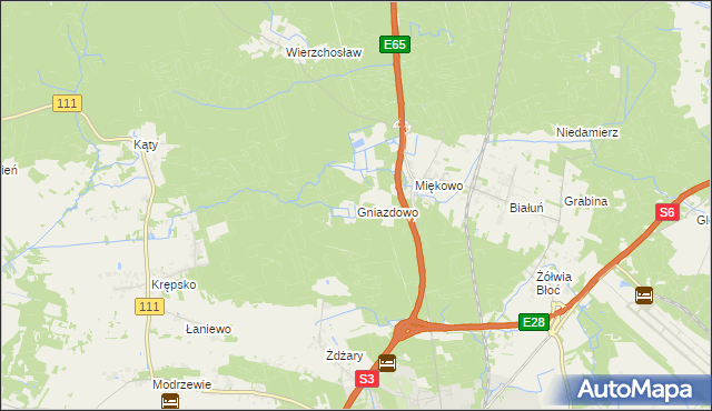 mapa Gniazdowo gmina Goleniów, Gniazdowo gmina Goleniów na mapie Targeo
