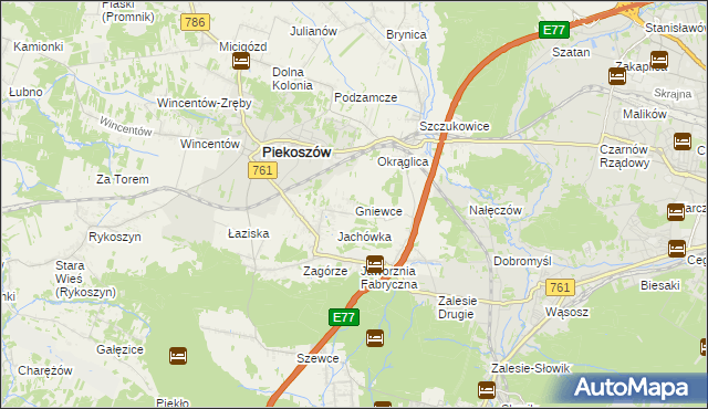 mapa Gniewce, Gniewce na mapie Targeo