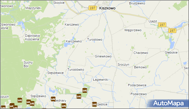 mapa Gniewkowo gmina Kiszkowo, Gniewkowo gmina Kiszkowo na mapie Targeo