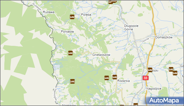 mapa Gniewoszów gmina Międzylesie, Gniewoszów gmina Międzylesie na mapie Targeo
