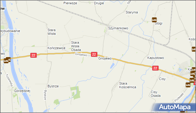 mapa Gnojewo gmina Miłoradz, Gnojewo gmina Miłoradz na mapie Targeo