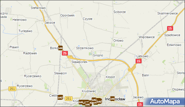 mapa Gnojno gmina Inowrocław, Gnojno gmina Inowrocław na mapie Targeo