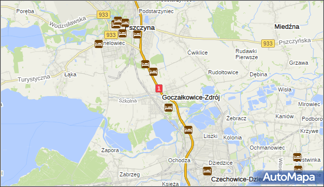 mapa Goczałkowice-Zdrój, Goczałkowice-Zdrój na mapie Targeo