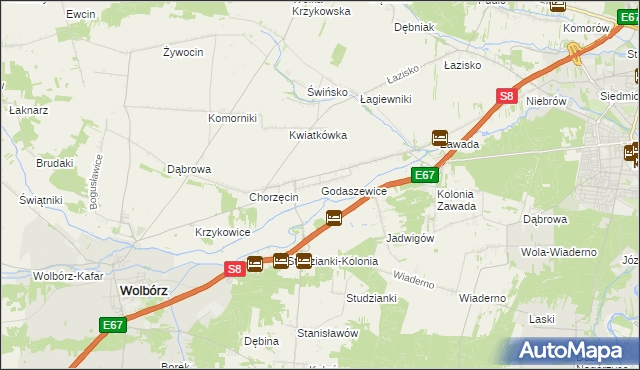 mapa Godaszewice, Godaszewice na mapie Targeo