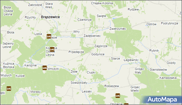 mapa Godynice, Godynice na mapie Targeo