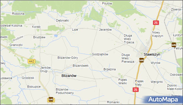 mapa Godziątków, Godziątków na mapie Targeo