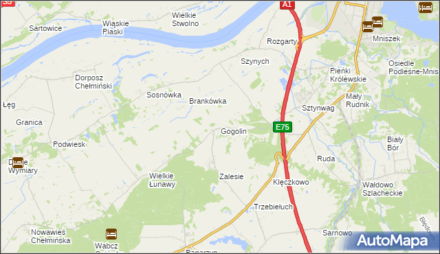 mapa Gogolin gmina Grudziądz, Gogolin gmina Grudziądz na mapie Targeo