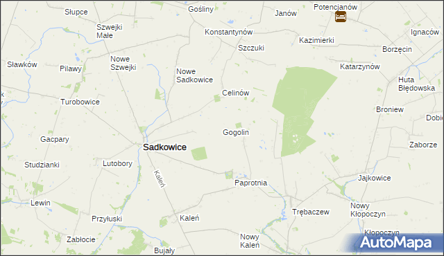 mapa Gogolin gmina Sadkowice, Gogolin gmina Sadkowice na mapie Targeo