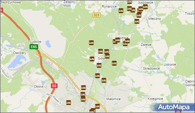 mapa Gola gmina Lubin, Gola gmina Lubin na mapie Targeo