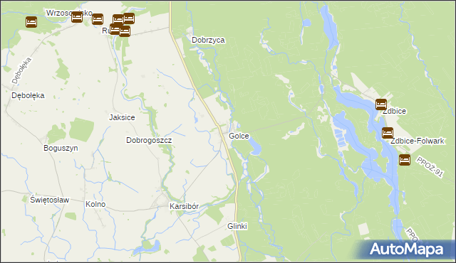 mapa Golce gmina Wałcz, Golce gmina Wałcz na mapie Targeo