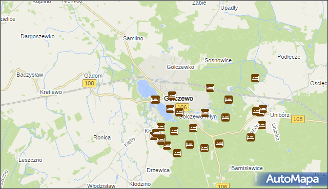 mapa Golczewo powiat kamieński, Golczewo powiat kamieński na mapie Targeo