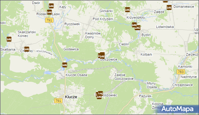 mapa Golczowice gmina Klucze, Golczowice gmina Klucze na mapie Targeo
