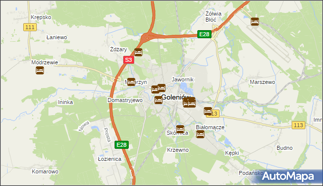 mapa Goleniów, Goleniów na mapie Targeo