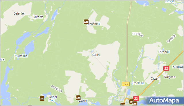 mapa Golin gmina Człopa, Golin gmina Człopa na mapie Targeo