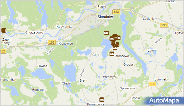 mapa Góra gmina Sieraków, Góra gmina Sieraków na mapie Targeo