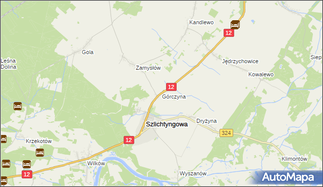 mapa Górczyna gmina Szlichtyngowa, Górczyna gmina Szlichtyngowa na mapie Targeo