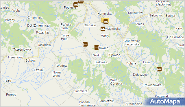 mapa Górki gmina Brzozów, Górki gmina Brzozów na mapie Targeo